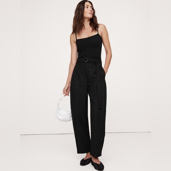 NWT! Banana Republic Black High-Rise Barrel Tencel™-Linen Pant - Multiple 💛 - Picture 1 of 8